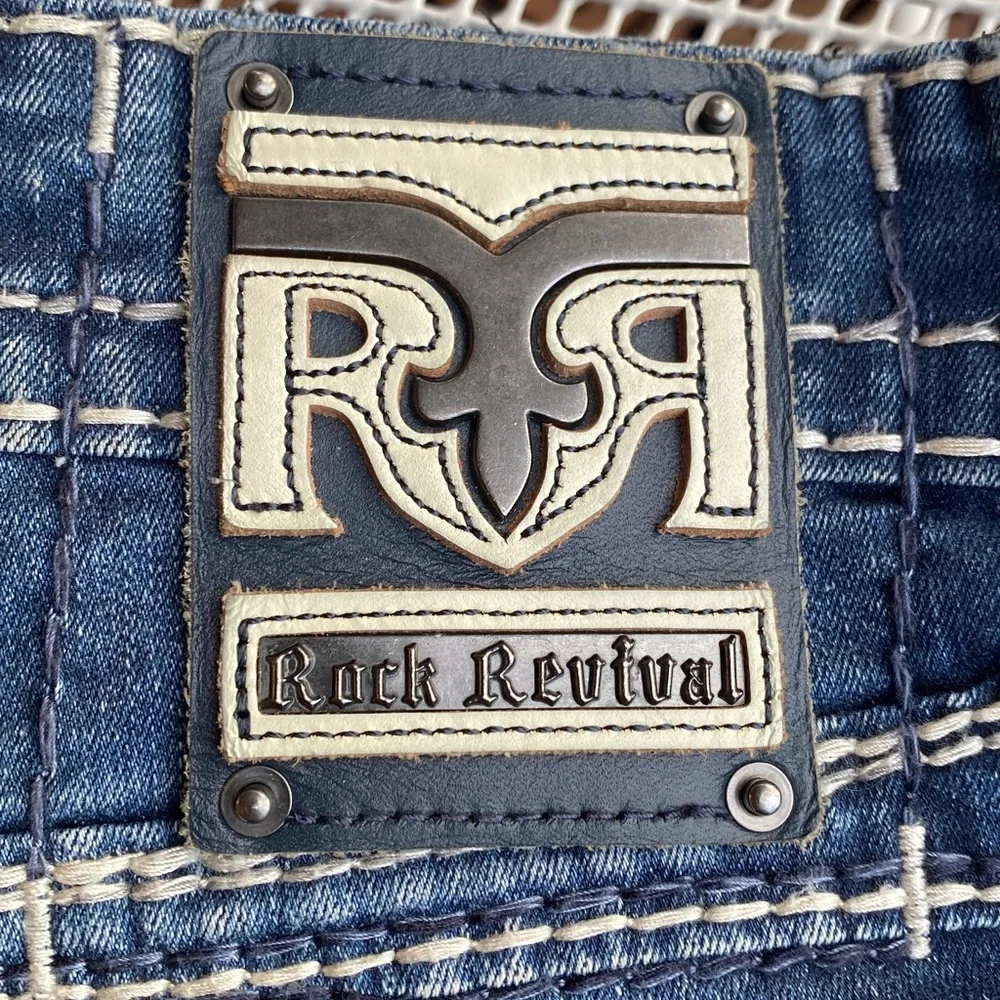 Rock Revival Blue Denim Jeans Elmwood boot size 34 - Picture 2 of 14